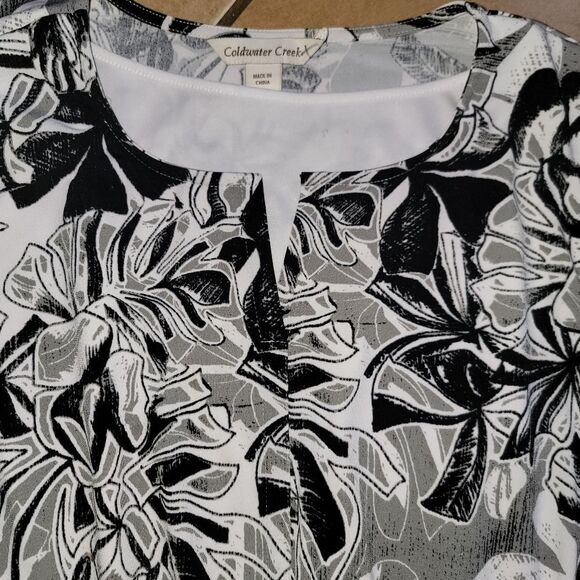 Coldwater Creek black & white floral stretch jersey dress 1x - Picture 7 of 7